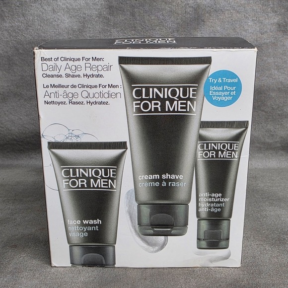 Clinique Other - Clinique For Men Daily Repair Kit Anti-Age Moisturizer+Face Wash+Cream Shave NIB